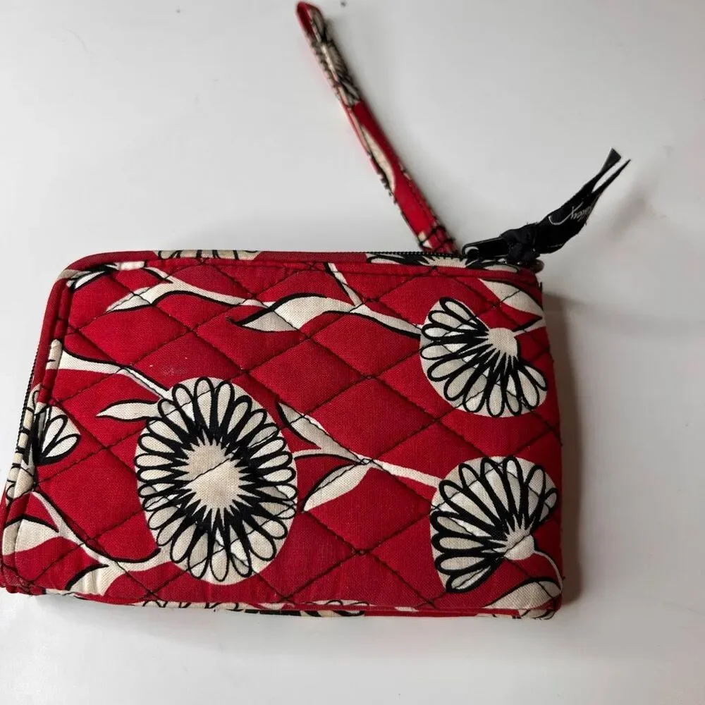 Vera Bradley Red DECO DAISY DOUBLE ID WRISTLET Wallet School College Travel